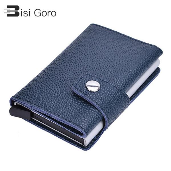 

card holders bisi goro 2021 holder men and women genuine leather cow vintage money bag mini small solid id case, Brown;gray