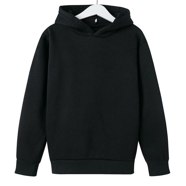 

4- 14t school children clothing solid color funny hooded sweatshirt romantic hoodies thin spring autumn kids coat, Black