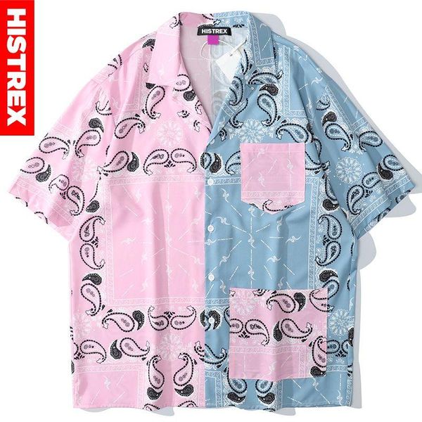 

cashew flower 2color full-print shirts for men 2021vintage social harajuku clothing male button mens 292wu# men's casual, White;black