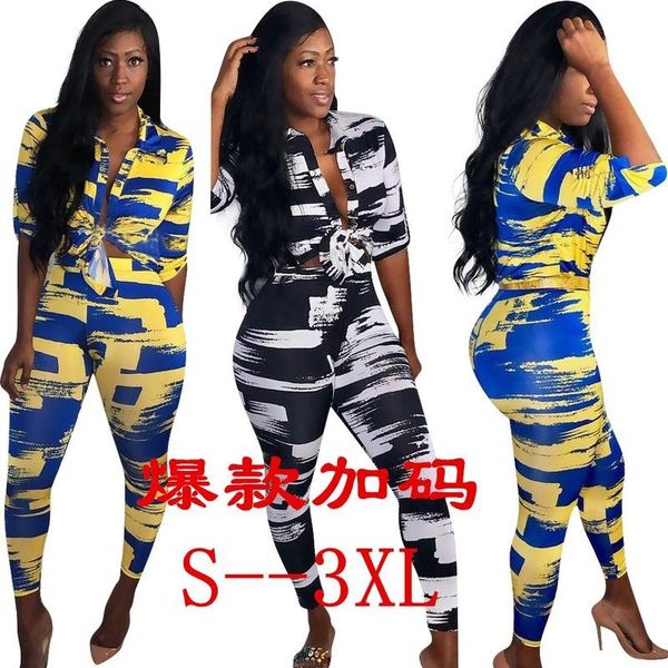 

women's tracksuits casual printing two-piece set two piece outfits for women 2 pants and top, Gray