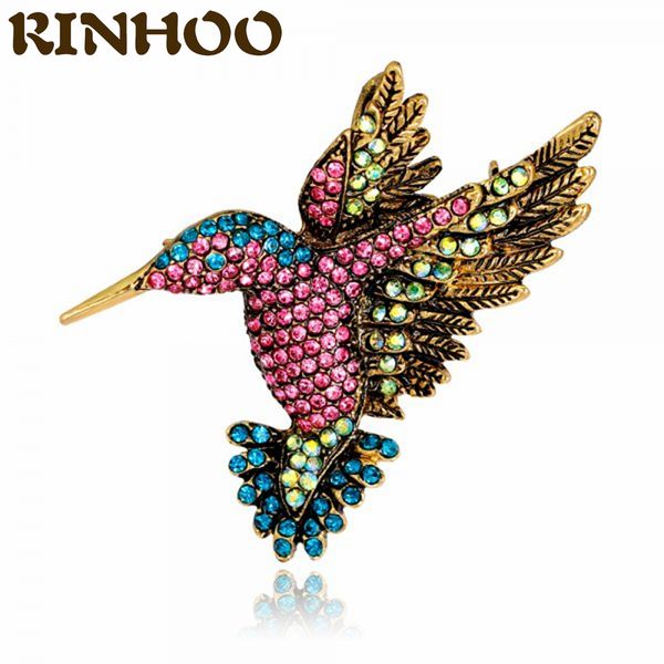 

cartoon animal badge enamel brooch vintage colorful birds metal pin for women fashion hummingbird denim jackets accessories pinsdio chan con, Gray