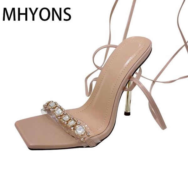 

dress shoes 2021 spring and summer european american style rhinestone roman cross strap metal stiletto high heel sandals 35-41 size, Black