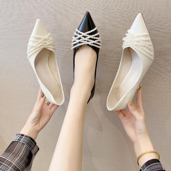 

dress shoes high heels pointed toe african woman shoe 2021 lace-up pump slip on shallow mouth spikes burgundy latest beige gold crossdr, Black