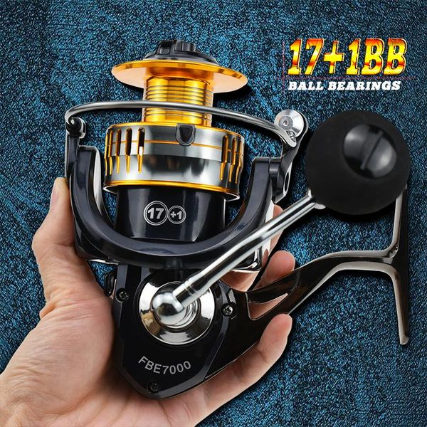 

baitcasting reels spinning fishing reel 17+1 bb aluminum spool left/right interchangeable cnc handle 15kg max drag power saltwater