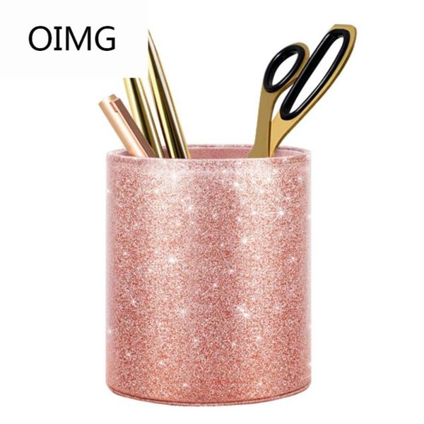 

storage boxes & bins makeup brush holder luxury glitter pu leather eyebrow pen pencil cup organizer home office desk decor dropship