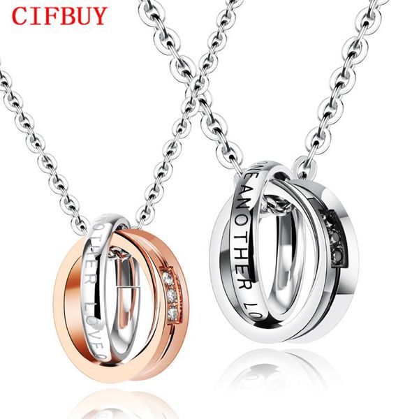 

pendant necklaces cifbuy stainless steel + cubic zirconia lover matching set romantic women men jewelry gift gx1063, Silver
