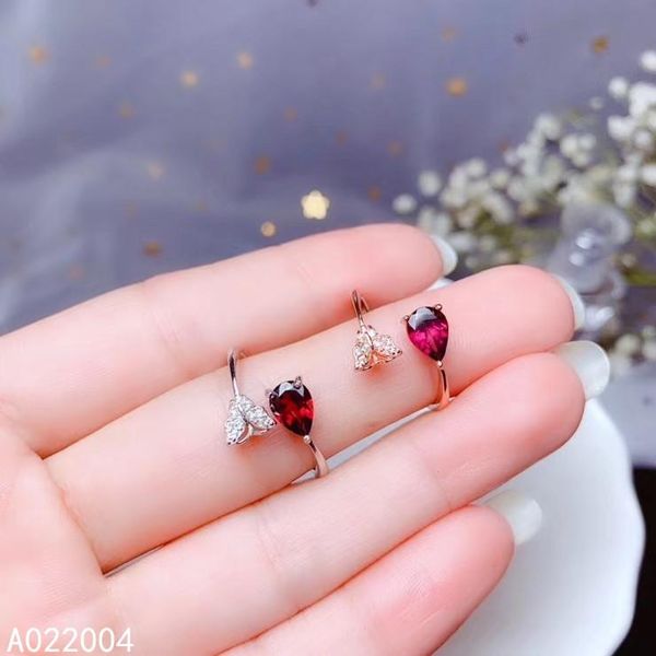 

cluster rings kjjeaxcmy fine jewelry 925 sterling silver inlaid natural gemstone garnet female ring exquisite support detection, Golden;silver