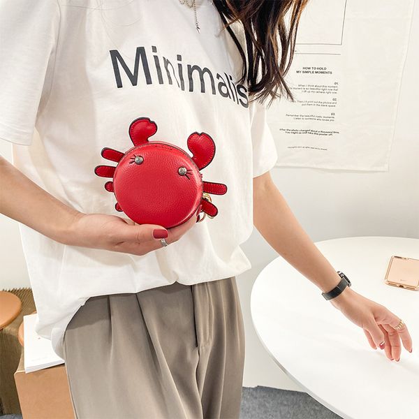 

mini cartoon bag crab chain purse female 2021 new personality ins design net key red coin messenger little osaxn lianquan004, Red;black