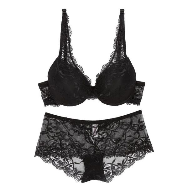 

bras sets women push up bra set v -neck lace briefs lingerie a/b/c/d cup, Red;black