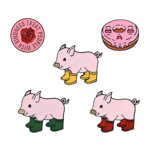 

pins, brooches novelty pig enamel pins lapel pin badge brooch, Gray