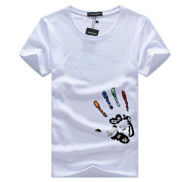 

short sleeve men's t-shirt summer korean round neck loose trend half t-shirt men's bottom coat, White;black