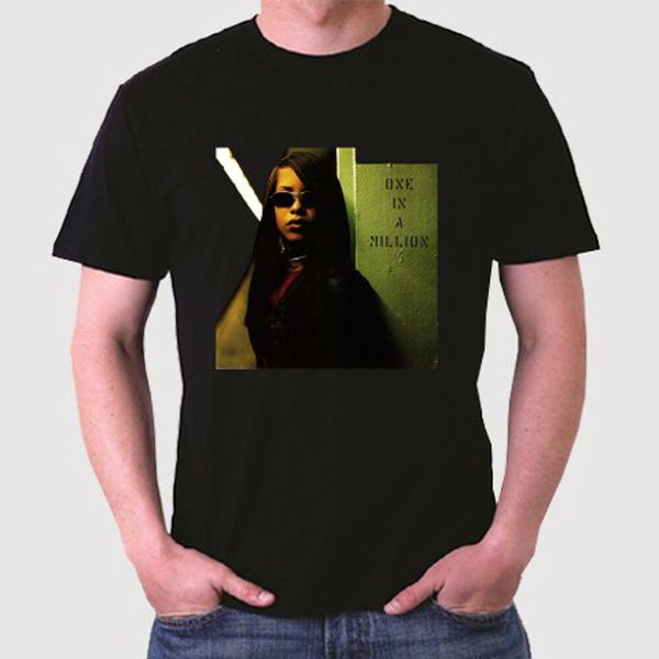 

aaliyah one in a million men's black t-shirt size s to 3xl, White;black