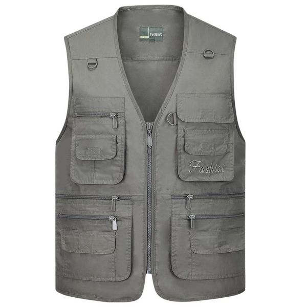 

men's vests summer quick dry thin vest male with many pockets casual classic multi pocket military green pographer baggy work waistcoat, Black;white