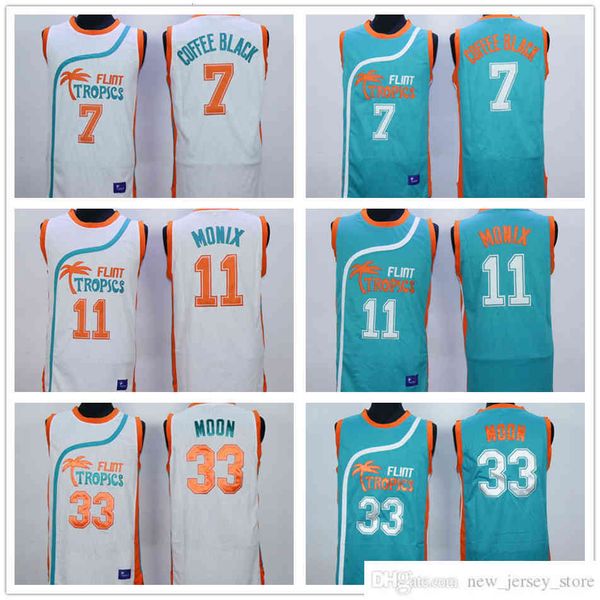 

flint tropical semi professional basketball movie #33 jackie moon jersey shirt stitched green white 11 monix 7 coffee black jerseys
