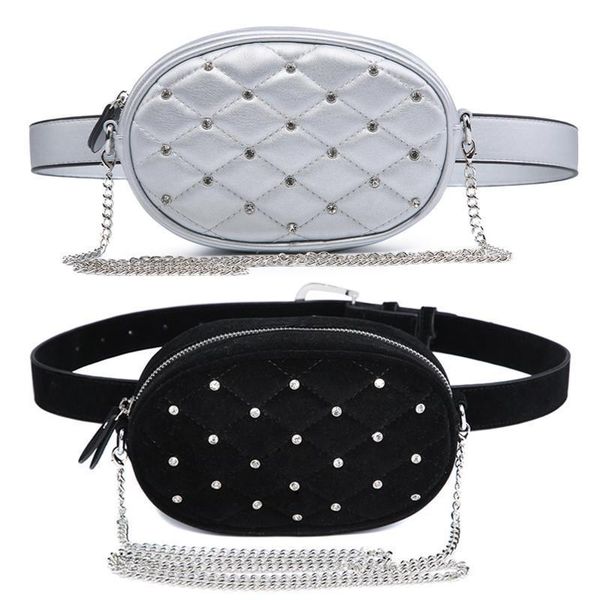 

hight quality waist bag women waist packs belt bag chain shoulder bags fashion pu leather velvet chest handbag