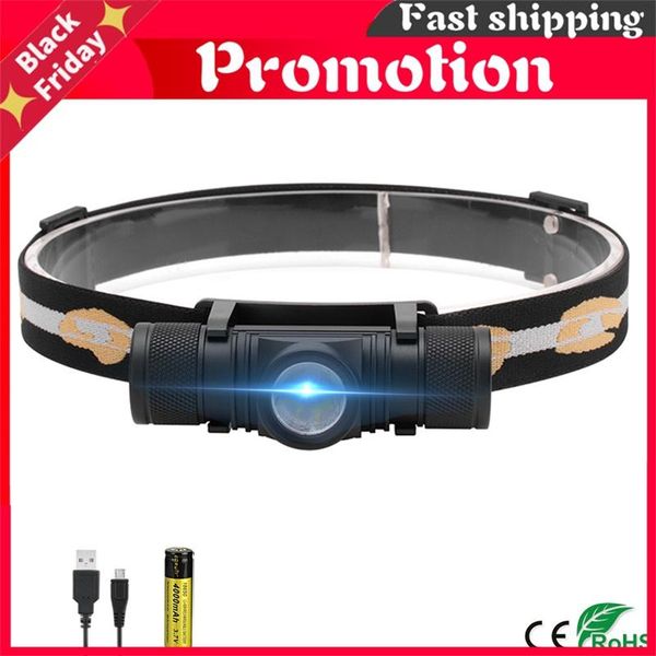 

headlamps d10 xm-l2 led headlamp powerful 3000lm waterproof headlight usb rechargeable 18650 head torch for camping cycling