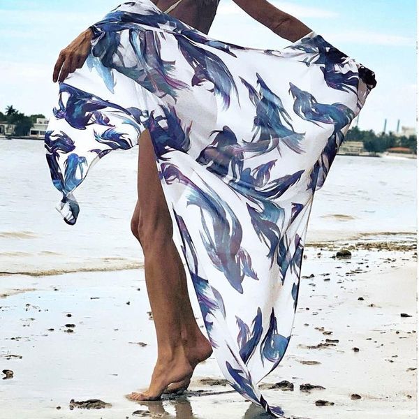 

chiffon long sleeve beach boho cover up women vintage kimono cardigan floral print blusas femme shirts 2021 women's swimwear, White;black