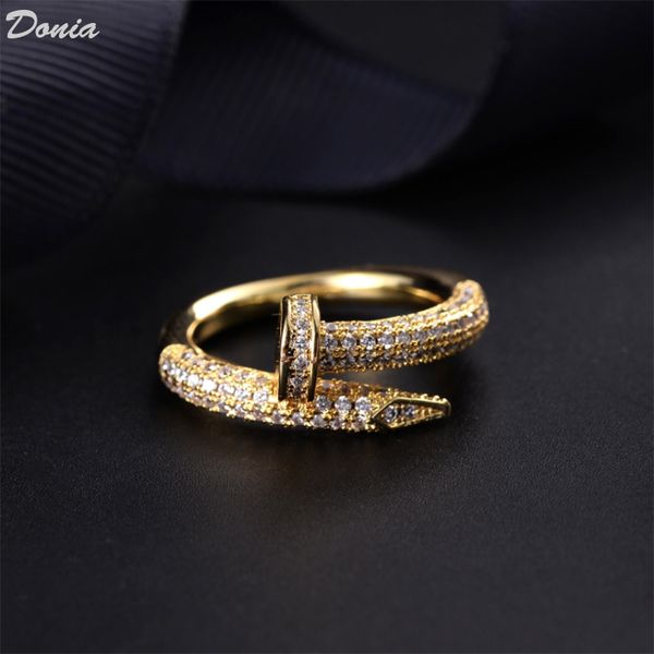 

donia jewelry ring european and american fashion set nail micro inlaid zircon ring creative male and female designer ring, Silver