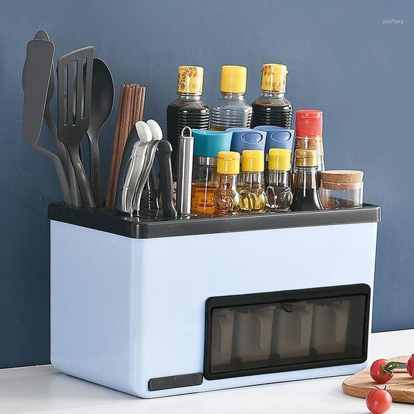 

storage bottles & jars kitchen supplies seasoning box cover device rack multi-purpose knife household set