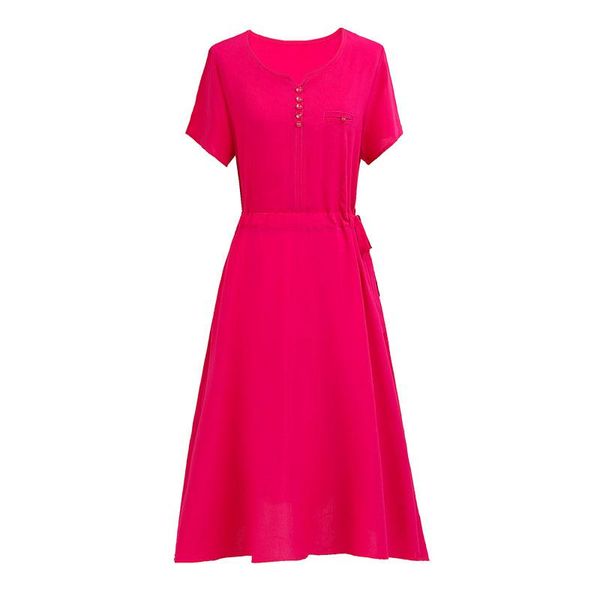

casual dresses zb4953 2021 lady dress 40 years old 50 solid color middle-aged mother summer women fashion wholesale, Black;gray