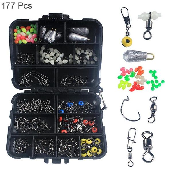 

fishing accessories kit hook fish rotatable weight lead shipwreck space bean connector bead box hooks