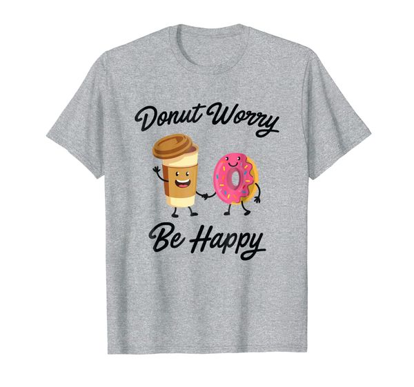 

donut worry be happy t-shirt (donut shirt), White;black