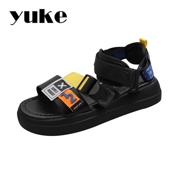 

dress shoes yuke summer woman sandals fashion buckle breathable non-slip ladies flats sandal casual handmade sports style cool women's, Black