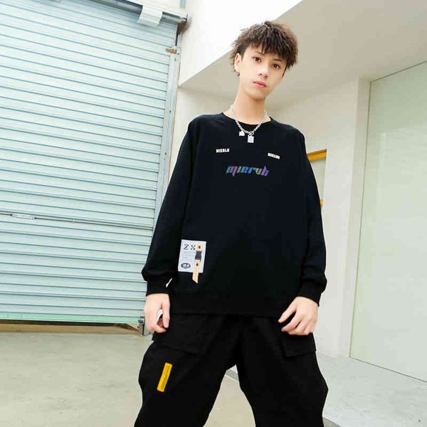 

2021 autumn sweater men's selling letter embossing leisure guochao student new fashion brand huzhou zhili, Black