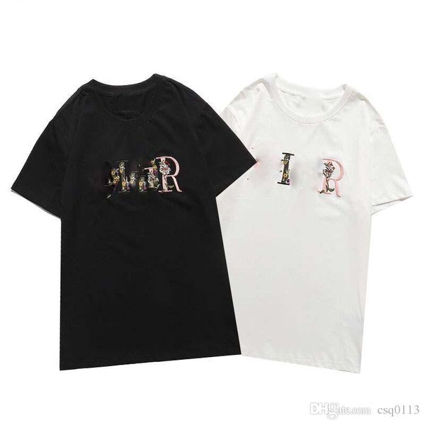 

2021 t shirt cotton short-sleeved fashion men and women short t-shirt couple models men cotton printed short s-xxl, White;black