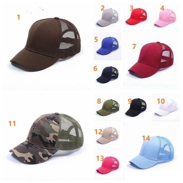 

15 colors baseball hat ponytail messy buns trucker pony caps plain baseball visor truckers cap snapbacks, Blue;gray