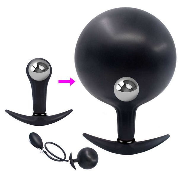 Bolas anais de metal plug anal inflável tubo grande buceta decoração vaginal adulto brinquedos sexuais para homens mulheres plugue anal 211015