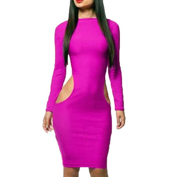 

women hollow out candy colors bodycon dress long sleeve skinny evening party outfits sundress for woman casual dresses, Black;gray