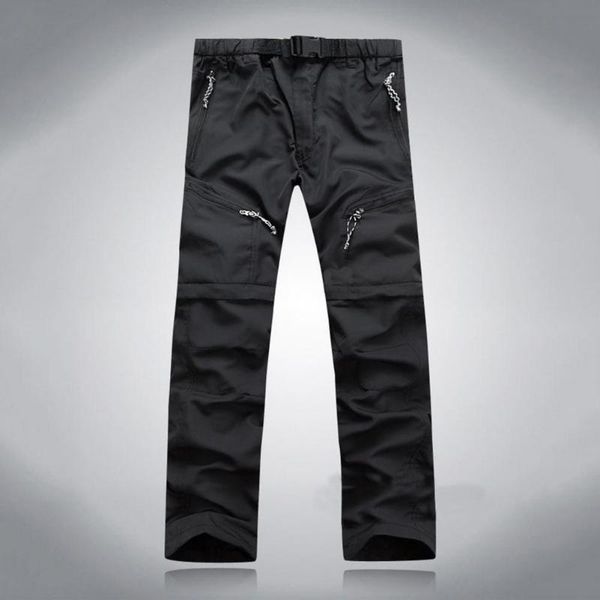 

men's pants men hight quality outdoor quick dry removable hiking plus size breathable shorts mountain camping trekking trousers, Black