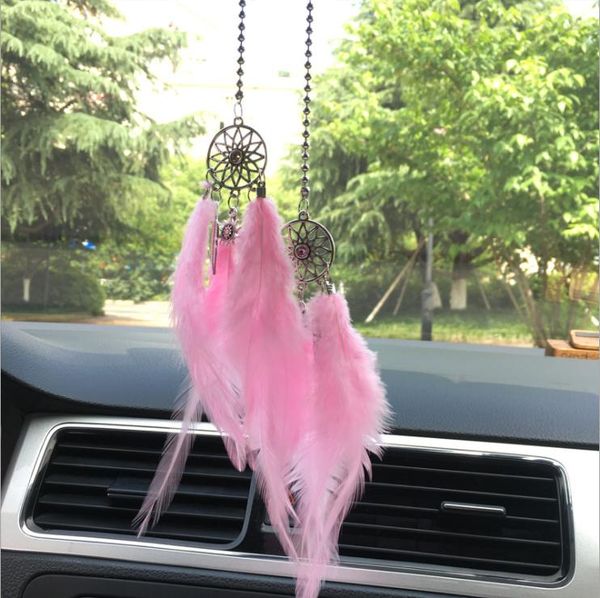 

interior decorations pendant catcher ornament car rearview mirror hanging mini dream natural feathers handcraft handmade jewelry