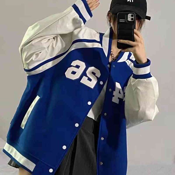

women vintage varsity baseball jacket pu leather splice large letter patch jackets harajuku causal oversized couple new coat ins, Black;brown