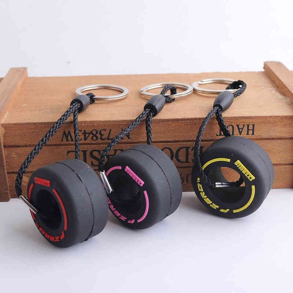 

keychains new pvc rubber tire key chain creative small pendant car decoration auto parts gift, Silver