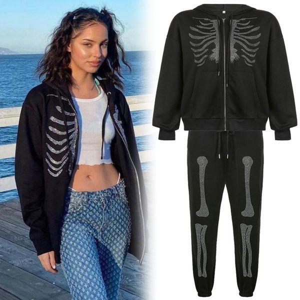 

women's hoodies & sweatshirts gothic sweatshirt oversized hoodie women autumn zip up long sleeve coat female 90s vintage hip hop e-hara, Black