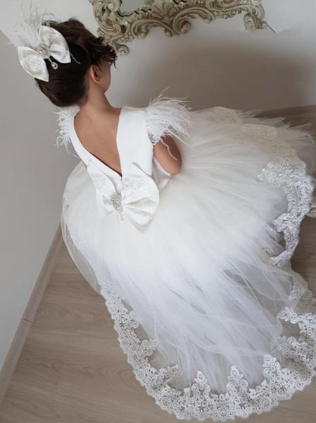 

202 sleeve jewel lace and tulle wedding flower girls dresses a-line sash button kids formal wear, White;blue