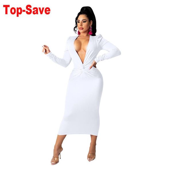 

casual dresses 2021 autumn winter deep v-neck fashion solid color tight bandage dress long sleeve streetwear clothing drop, Black;gray