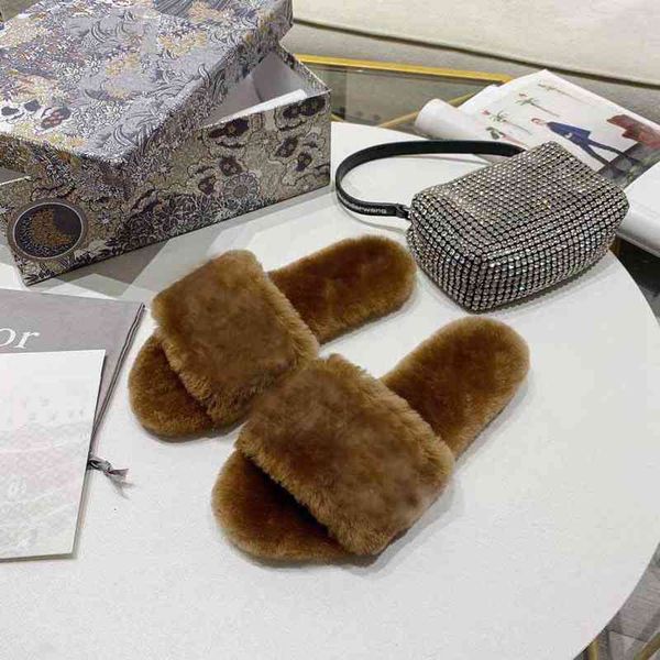 

designers luxurys women furry slippers australia fuzzy soft house fluff yeah slides sandal cotton slipper with correct box, Black