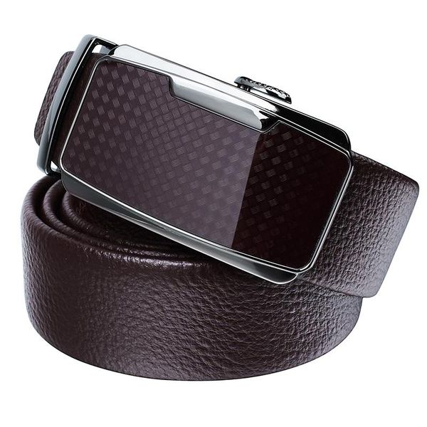 

belts coffee leather belt for boss slide automatic buckle strap 1.35 inch wide, Black;brown