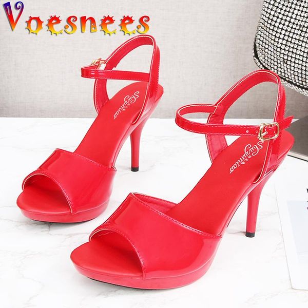 

ladies shoes summer 2021 brand modern women sandals high heels open toe red party thin heel for girls, Black