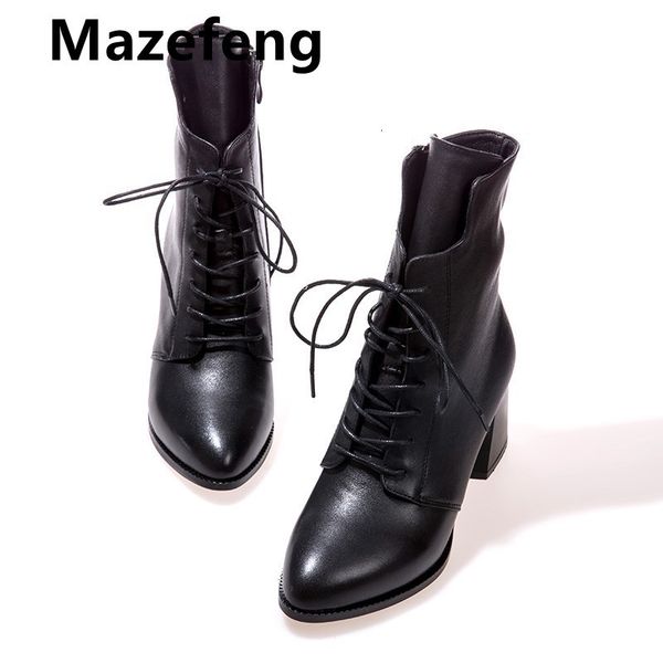 

boots goohojio women motorcycle shoes platforms ankle wedges female lace up leather oxford shoe woman high heels bx0t, Black