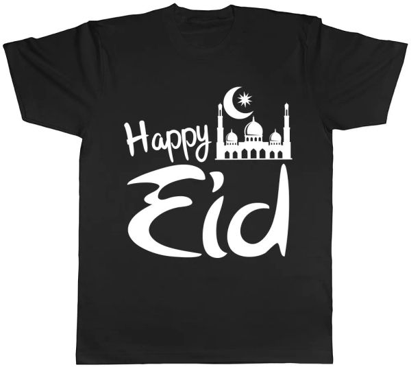 

happy eid mens womens ladies t-shirt, White;black