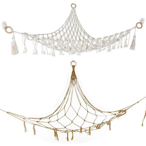

storage bags toy hammock net hand-woven cotton rope bag bathroom corner triangle organizers