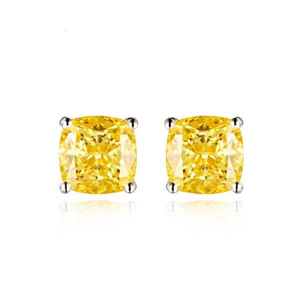 HBP Orecchini in argento 925 con diamanti gialli in platino 18 carati Orecchini quadrati da 1 carato aura750 per donna