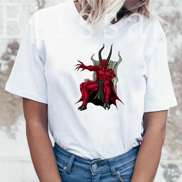 

aesthetic satan demon funny hell women t shirts graphic tees harajuku summer tumblr shirt female 90s top, White