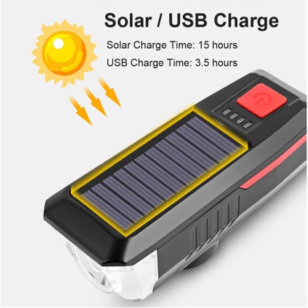

bicycle light solar usb rechargeable bike headlight taillight set mtb front horn cycling lamp accessories lights