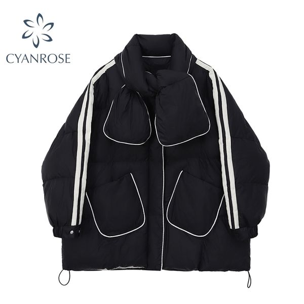 

fashion women's down jacket winter parka casual oversized short thicken warm cotton padded female black outwear 210515, Black;brown