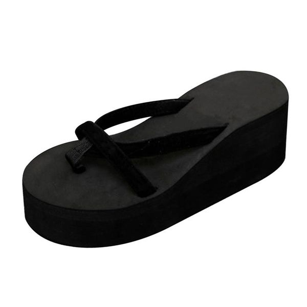 

slippers 2021 women fashion summer high heel beach flops slipper platform shoes sandals non-slip feet, Black